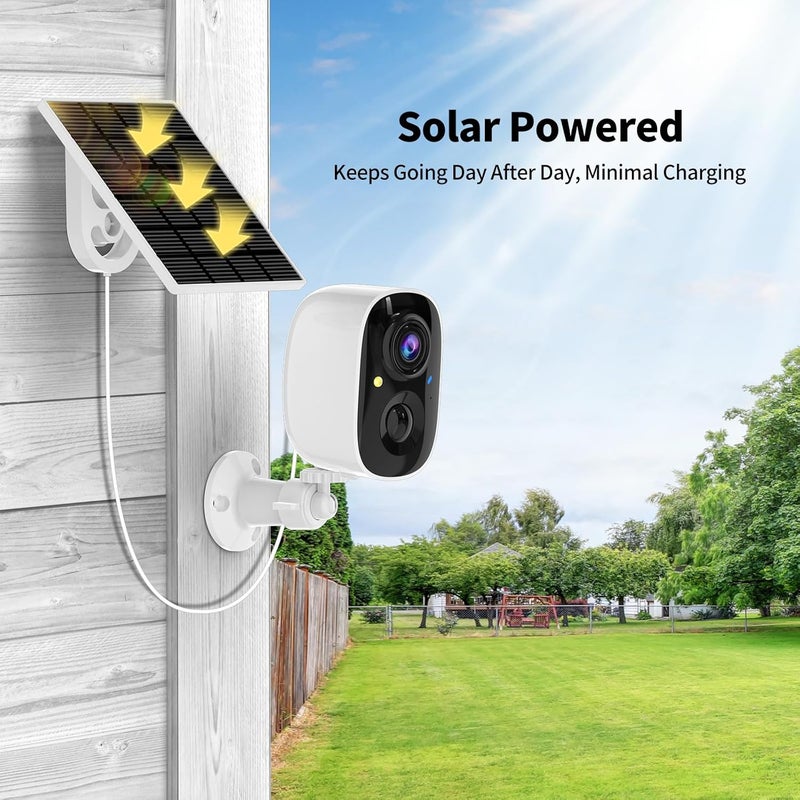 Tziarp 2K FHD WiFi Wireless Cameras Solar Powered,Security Cameras Wireless Outdoor,Outside Camera for Home Security,AI Motion Detection,Color Night Vision,Spotlight,Siren Alarm,SD/Cloud Storage,2 Pack - Image 2